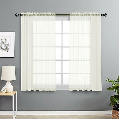 Designer Sheer Voile Rod Pocket Curtains For Small Windows