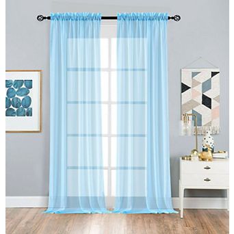 Designer Sheer Voile Rod Pocket Curtains For Small Windows