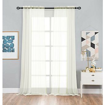 Designer Sheer Voile Rod Pocket Curtains For Small Windows