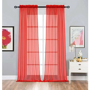 Designer Sheer Voile Rod Pocket Curtains For Small Windows