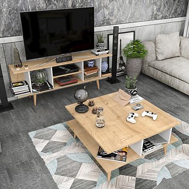 Akya Coffee Table - Sapphire Oak & White