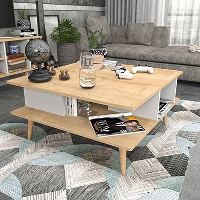 Akya Coffee Table - Sapphire Oak & White