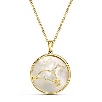 Luna Mia 18k Gold Over Sterling Silver Cultured Mother-of Pearl & White Topaz Zodiac Constellation Pendant Necklace