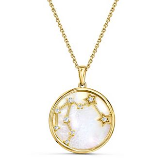 Luna Mia 18k Gold Over Sterling Silver Cultured Mother-of Pearl & White Topaz Zodiac Constellation Pendant Necklace