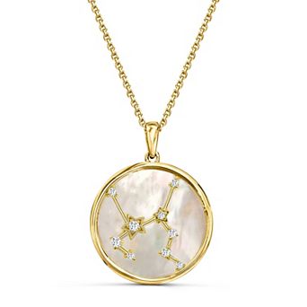 Luna Mia 18k Gold Over Sterling Silver Cultured Mother-of Pearl & White Topaz Zodiac Constellation Pendant Necklace