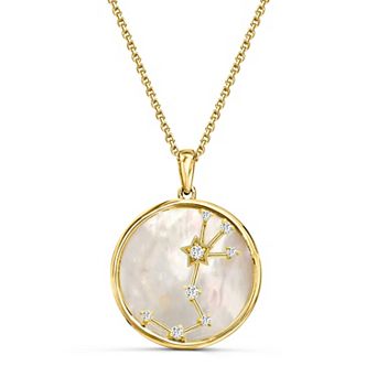 Luna Mia 18k Gold Over Sterling Silver Cultured Mother-of Pearl & White Topaz Zodiac Constellation Pendant Necklace
