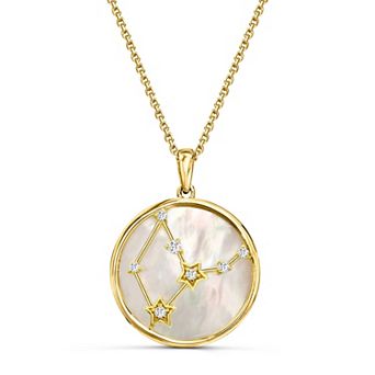 Luna Mia 18k Gold Over Sterling Silver Cultured Mother-of Pearl & White Topaz Zodiac Constellation Pendant Necklace
