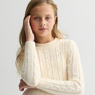 Girls 7-16 Poppies & Roses Cable Sweater Dress