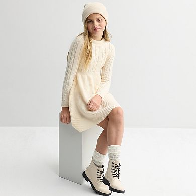 Girls 7-16 Poppies & Roses Cable Sweater Dress