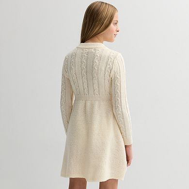 Girls 7-16 Poppies & Roses Cable Sweater Dress