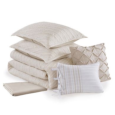 Madison Park Abella Jacquard 6-Piece Comforter Set with Coordinating Throw Pillows