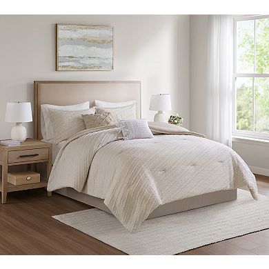 Madison Park Abella Jacquard 6-Piece Comforter Set with Coordinating Throw Pillows