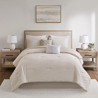 Madison Park Abella Jacquard 6 pc Comforter Set with Coordinating Throw Pillows