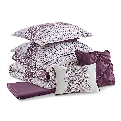 Madison Park Betty Floral 6-Piece Comforter Set with Coordinating Throw Pillows