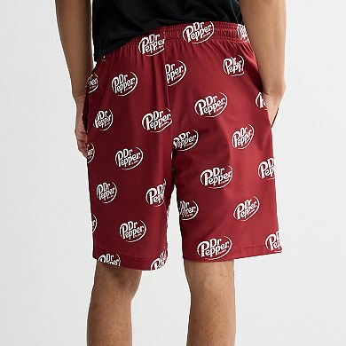 Men's Dr. Pepper Logo Allover Print Pajama Shorts