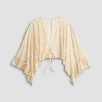 Women's LC Lauren Conrad Ruffle Lace Tie-Front Ruana Topper