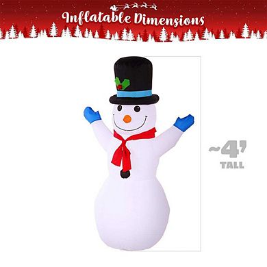 G128 4ft Snowman Christmas Inflatable Decor with LED Lights
