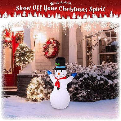 G128 4ft Snowman Christmas Inflatable Decor with LED Lights