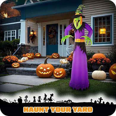 G128 10ft Witch Halloween Inflatable Decor with LED Lights