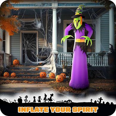 G128 10ft Witch Halloween Inflatable Decor with LED Lights