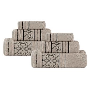 SUPERIOR Sadie Cotton Jacquard Zero Twist 6 pc Towel Set