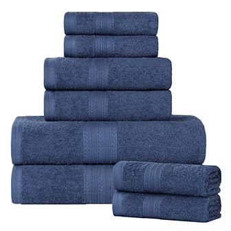 SUPERIOR Cotton Chevron Border 8 pc Towel Set