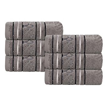 SUPERIOR Sadie Cotton Jacquard Zero Twist 6 pc Hand Towel Set