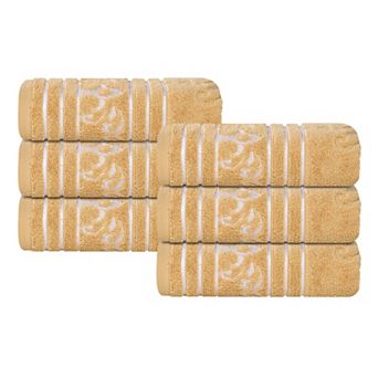 SUPERIOR Sadie Cotton Jacquard Zero Twist 6 pc Hand Towel Set