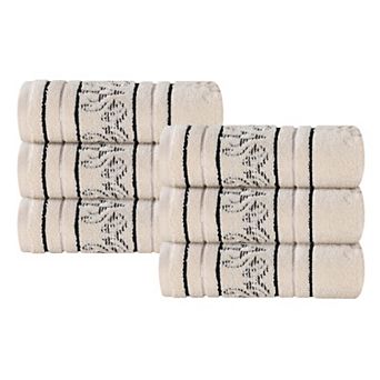 SUPERIOR Sadie Cotton Jacquard Zero Twist 6 pc Hand Towel Set