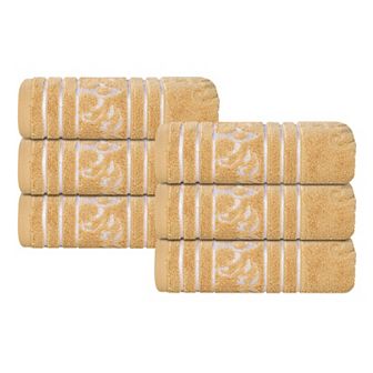 SUPERIOR Sadie Cotton Jacquard Zero Twist 6 pc Hand Towel Set