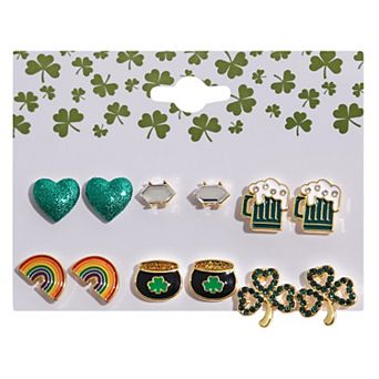 Gold Tone St. Patrick's Day 6 pk Post Earrings Set