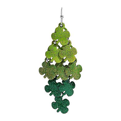 Silver Tone St. Patrick's Day Mini Clover Dangle Earrings