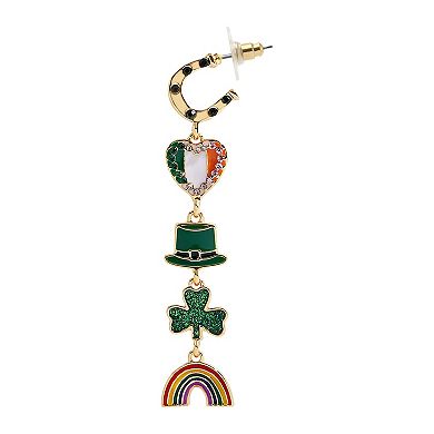 Gold Tone St. Patrick's Day Mini Hoop Earrings with Charms