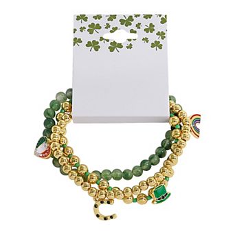 Gold Tone St. Patrick's Day 3 pk Bracelet Set