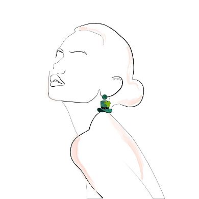Silver Tone St. Patrick's Day Shamrock Glitter Hat Earrings