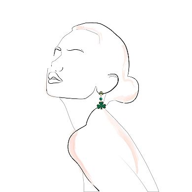 Gold Tone St. Patrick's Day Linear Shamrock Post Drop Earrings