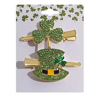 Gold Tone St. Patrick's Day 2 pk Pave Clip Set