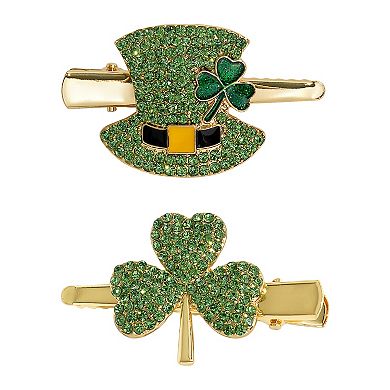 Gold Tone St. Patrick's Day 2-pk. Pave Clip Set