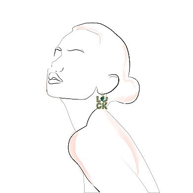 Gold Tone St. Patrick's Day “Luck” Clover Green Beaded Earrings