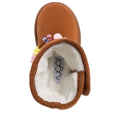 sugar Somi Toddler Girls Cold Weather Boots with Charms Accent