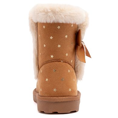 Sugar Sessy Toddler Girl Star Cold Weather Boots With Bow Accent