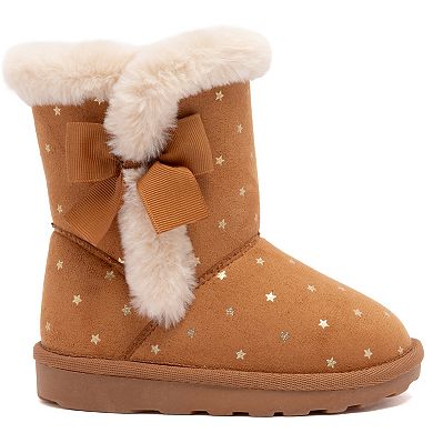 Sugar Sessy Toddler Girl Star Cold Weather Boots With Bow Accent