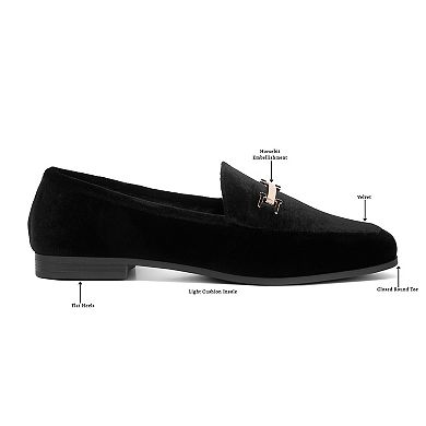 London Rag Evelio Women's Horsebit Velvet Loafers
