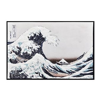 American Art Décor Framed Canvas Wall Print - The Great Wave by Hokusai