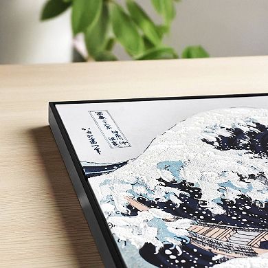 American Art Décor Framed Canvas Wall Print - The Great Wave by Hokusai