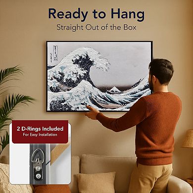 American Art Décor Framed Canvas Wall Print - The Great Wave by Hokusai