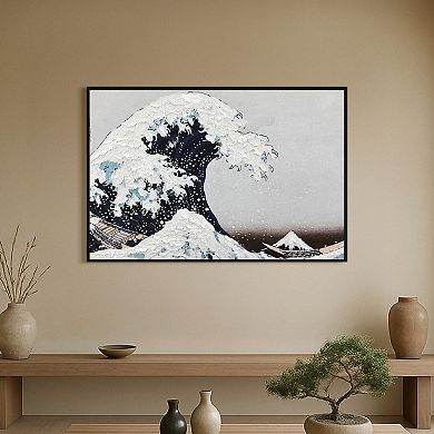 American Art Décor Framed Canvas Wall Print - The Great Wave by Hokusai