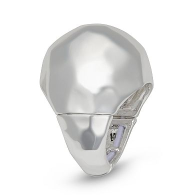 Nine West Silver Tone Sculpted Dome Statement Ring