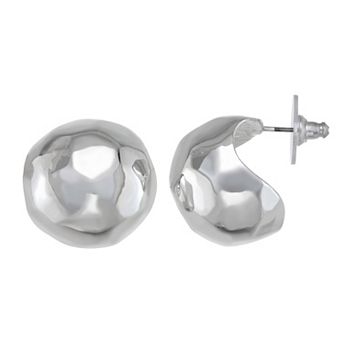 Nine West Silver Tone Sculpted Ball Hoop Earrings