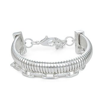 Nine West Silver Tone Bauble Charm Flex Bracelet